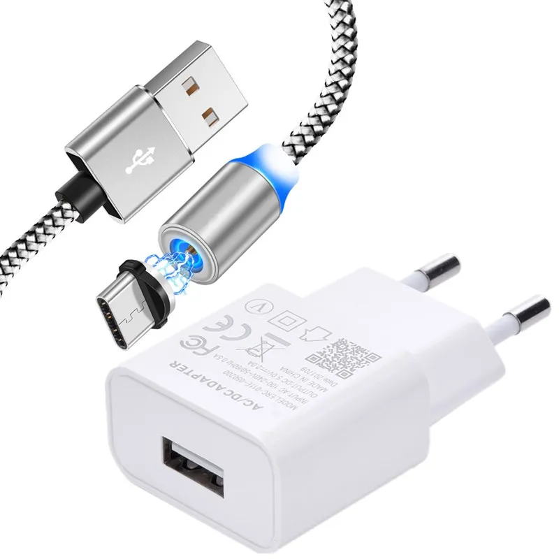 USB Wall Travel Charger With Magnetic Type C Charging Cable for Huawei Y9S Y8P P30 Lite P40 Pro Honor V20 20 20s V30 30 30s | Мобильные
