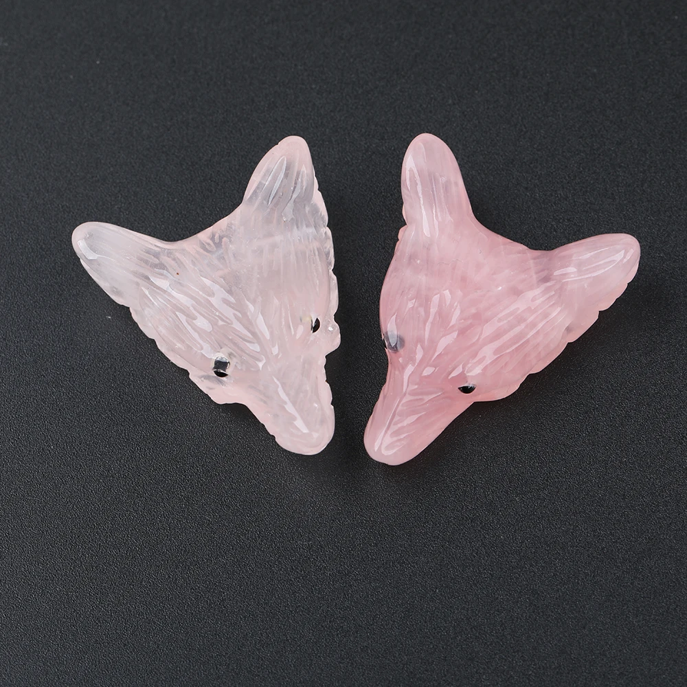Pink Quartz 5 шт./лот, 30x35 мм натуральный Лабрадорит камни резная подвеска в виде волчьей головы ожерелье, аметисты кварц резная Фигурка ювелирные изделия XG-15AMAH - Цвет: Pink Quartz