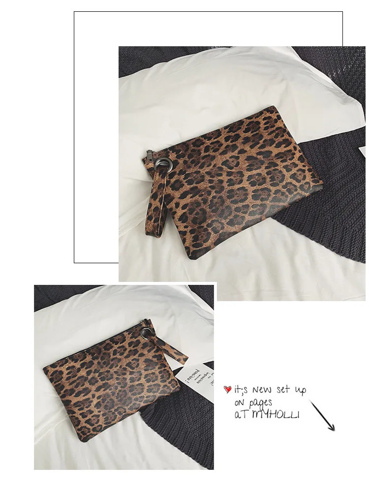 Casual Bags for Women Animal Print Leopard Clutch Female Fashion Design Leather Wallet Messenger Bag Ladies Elegant Handbag