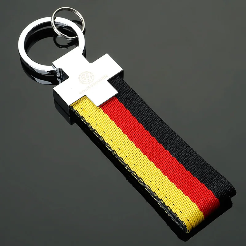 

German flag version three-color ribbon Volkswagen logo keychain advertising key ring pendant 4S shop authentic guarantee