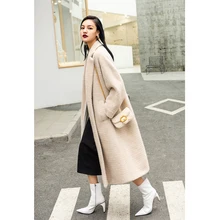 YIGELILA зимнее Новое поступление пальто цвета хаки с отложным воротником однобортное пальто с длинными рукавами однотонная верхняя одежда теплые пальто 9922