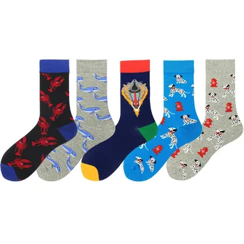 

Men Colorful Socks Cotton Casual Funny Animal Happy Sock Novelty Art Crew Socks