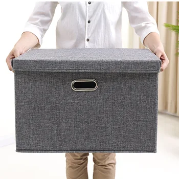

Linen Foldable Clothes Storage Box with Handle Closet Organizer Cube Drawer Units Blanket Quilt Sweater Holder for Home Bedroom
