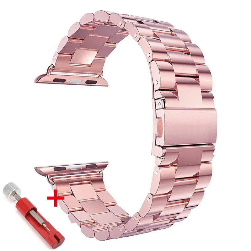 rose red Ремешок для Apple Watch 44 мм 40 мм 42 мм 38 мм металлический браслет из нержавеющей стали iwatch Series 4 5 3 2 1 ремешок для часов - Цвет ремешка: rose red