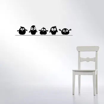 

Cute Little Birds Ants on the Wall Sticker glass Stickers for Kids Room Living Room Decals Cartoon Animal black carved owl