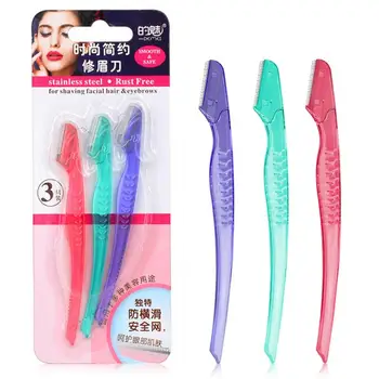

3Pcs Eye Brow Razor Trimmer Shaper Hair Remover Cutter Eyebrow Knife Safe Facial Razor Blades Shaver Cosmetic Makeup Tool Kit