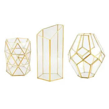 

1Pc Light Luxury Glass Vase Storage Tank Geometric Organizer Home Decor Jewelry Collection Flower Display New