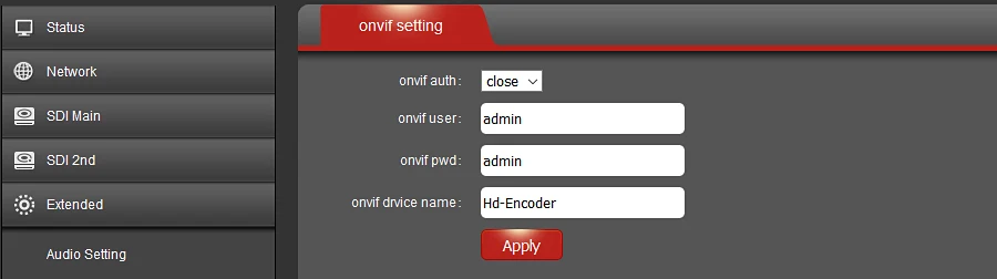 onvif setting