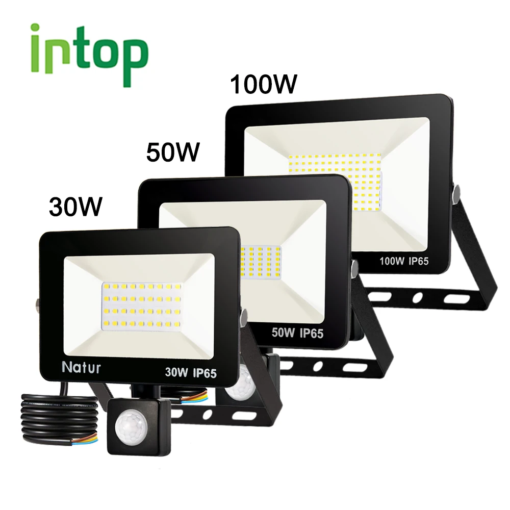Светодиодный прожектор светильник датчик движения 30W50W100W IP65 Открытый точечный 220