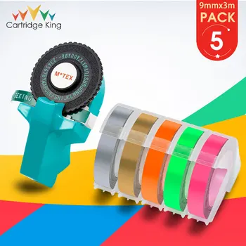 

5 Roll 3/8" 9mm Label Tapes for Dymo 3D with Typewriter Machine Label Ribbon Motex E101 Embossing Effect Manual Label Printer