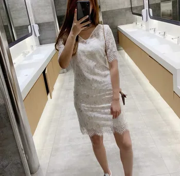 

Women's dress three-dimensional cut Slim skin-friendly lace dress