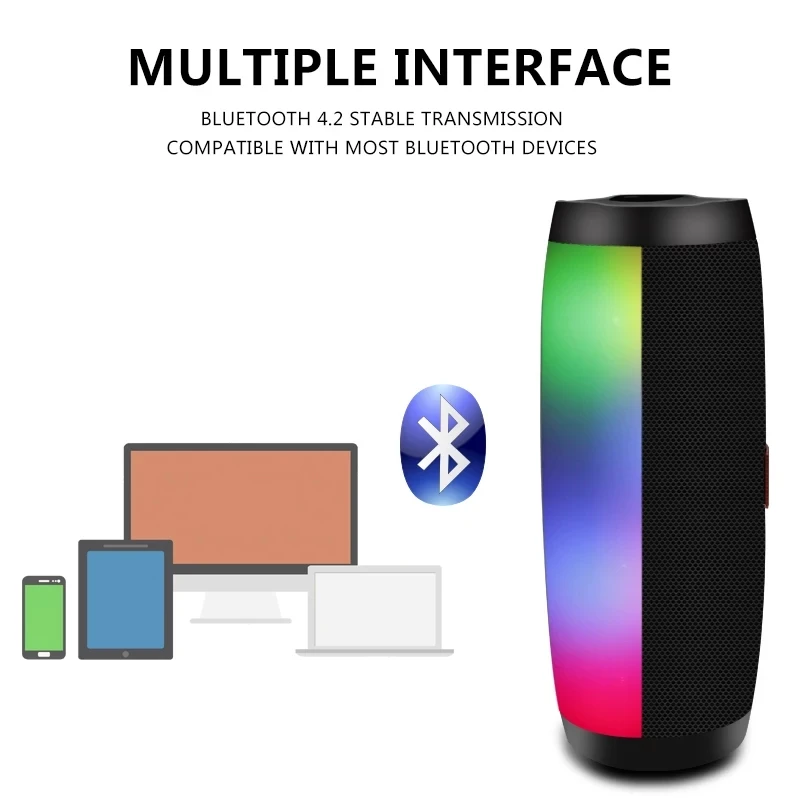 Portable Speakers Wireless Music Column Bass Sound Box Music Center HIFI Bluetooth Speaker TF FM Radio with LED Music Light Portable Speakers Wireless Music Column Bass Sound Box Music Center HIFI Bluetooth Speaker TF FM Radio with LED Music Light