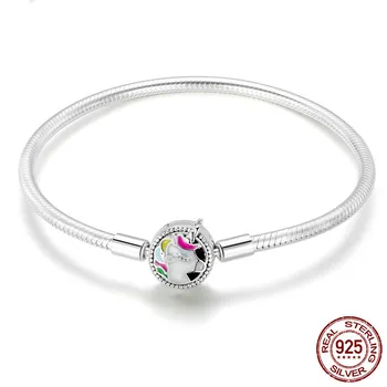 

925 Sterling Silver Bracelet Femme Cool Unicorn Memory Femme Snake Chain Bracelets & Bangles Women Jewelry