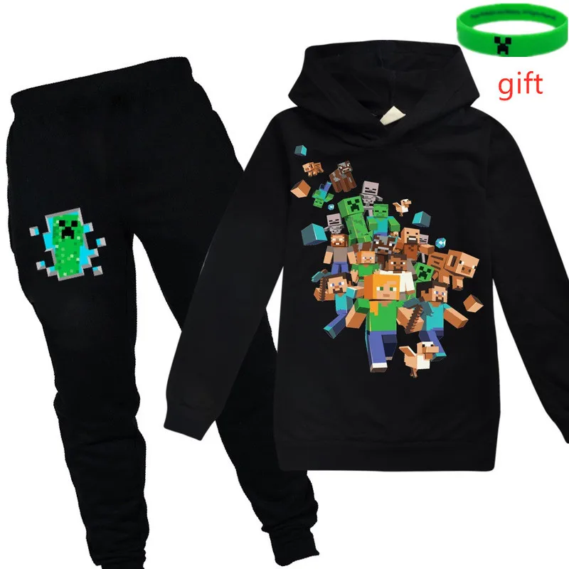 

New 2020 Kids Boys Girls Autumn Suit Minecrafters Cartoon Clothes Sweatshirts Long Sleeve Trousers Christmas Shirt Game