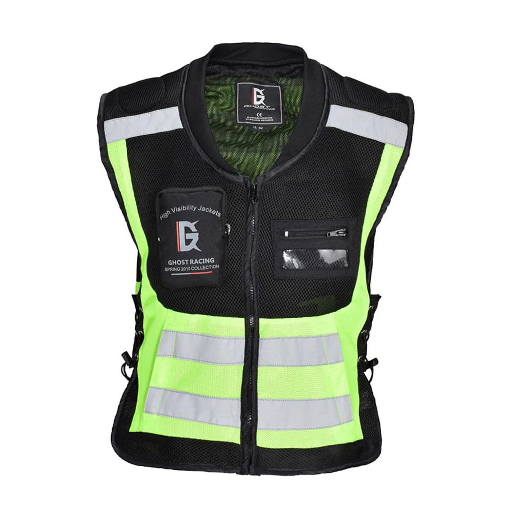 1PC Hi-Vis Reflective Motorcycle Vest Adjustable Waistcoat Commuting Jacket Safety Outwear For Motorcycle Wearing 