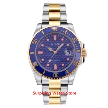 

Bliger 40mm Automatic Mechanical Mens Watch Luxury Brand Sapphire Crystal Clock Luminous Waterproof Calendar Wristwatch Men