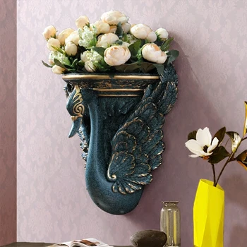 

Wall Vase Home Decorative Artificial Flower Pot Ornament Murals Crafts Livingroom Background Hanging Decor Wall Resin Europe Art