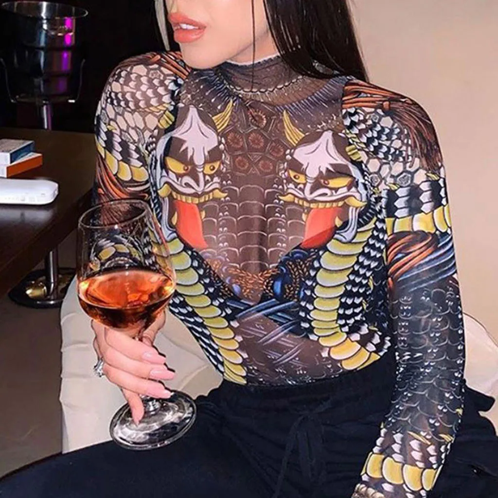 Новинка Боди женское весенне-летнее Сетчатое боди с длинным рукавом трико Блузка