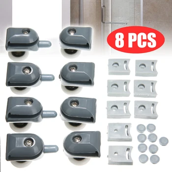 

8Pcs 23mm Shower Roller Wheel Door Runner Rollers Wheels Pulleys Replacement Parts with Anti-collision Block Set