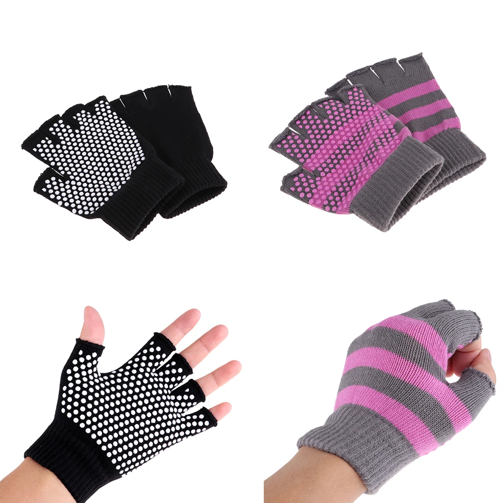2pcs Yoga Gloves Half Finger Workout Fitness Glove with Anti-Slip Beads