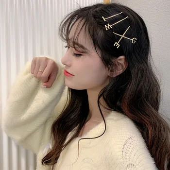 

Ins New Cute Letter "A-Z" Metal Simple Barrettes For Women Girls Sweet Hair Ornament Headband Hair Clip Hairpin Hair Accessories