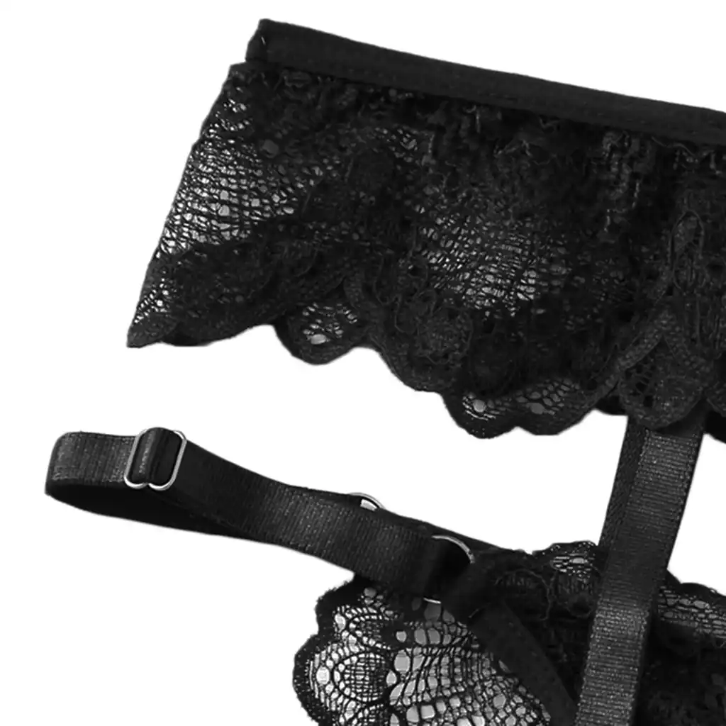 sexy wireless bra panties thong garter underwear black babydoll