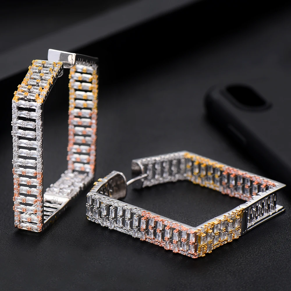 

GODKI Jimbora Luxury Hollow Square Earrings for Women Wedding Cubic Zirconia Earrings Bridal Huggie Earrings Mujer Moda 2020