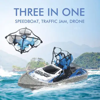 

Three in One Flight Boat Speedboat Traffic Jam Drone Aircraft Helicopter Water Racing Boat Drone RTF Aircraft Toys Kid Gift