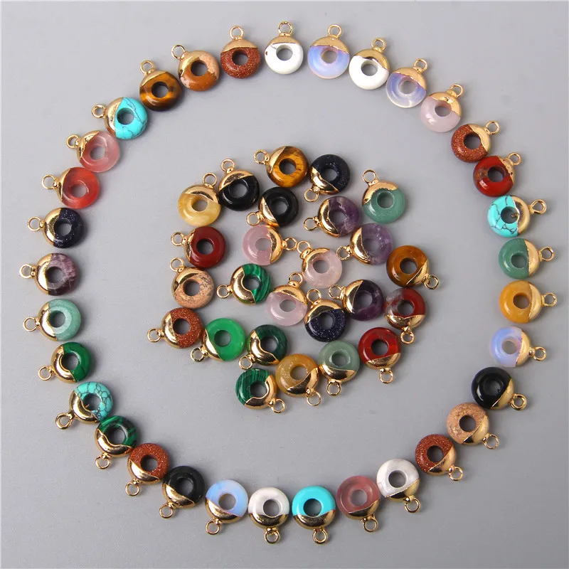 2pcs 10mm Natural Pink Red Green Round Agates Quartz Stone Necklace Earring Choker Pendants Charms Accessorie For Jewelry Making | Украшения