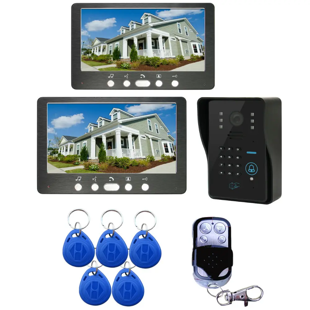 

7" LCD Wired Video Door Phone Intercom + CMOS Night Vision Camera with RFID Door Access Control System
