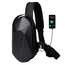 

Fashion Men Shoulder Bags Black USB Charging Crossbody Bags for Men Waterproof Casual Handbag Travel Messenger Chest Bag Male