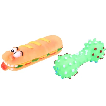 

Funny Vinyl Sandwich Squeaky Dog Cat Pet Chew Toy with Textured Paw Print Bone Design Rubber Squeaky Pet Dog Toy