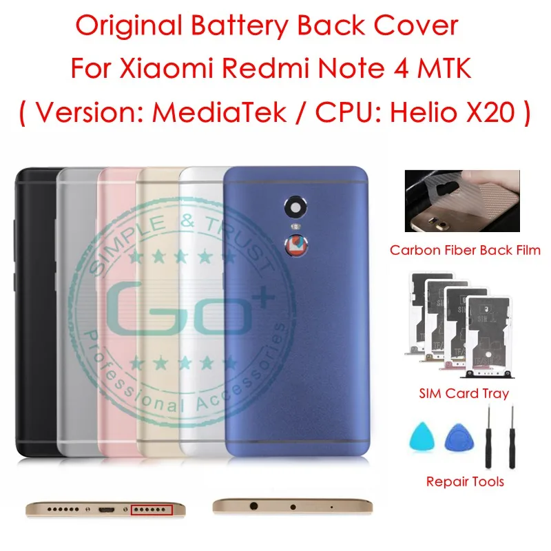 

Original for Redmi Note 4 Battery Back Cover MediaTek Rear Cover For Xiaomi Redmi Note 4 MTK Rear Housing Door Replacement Parts