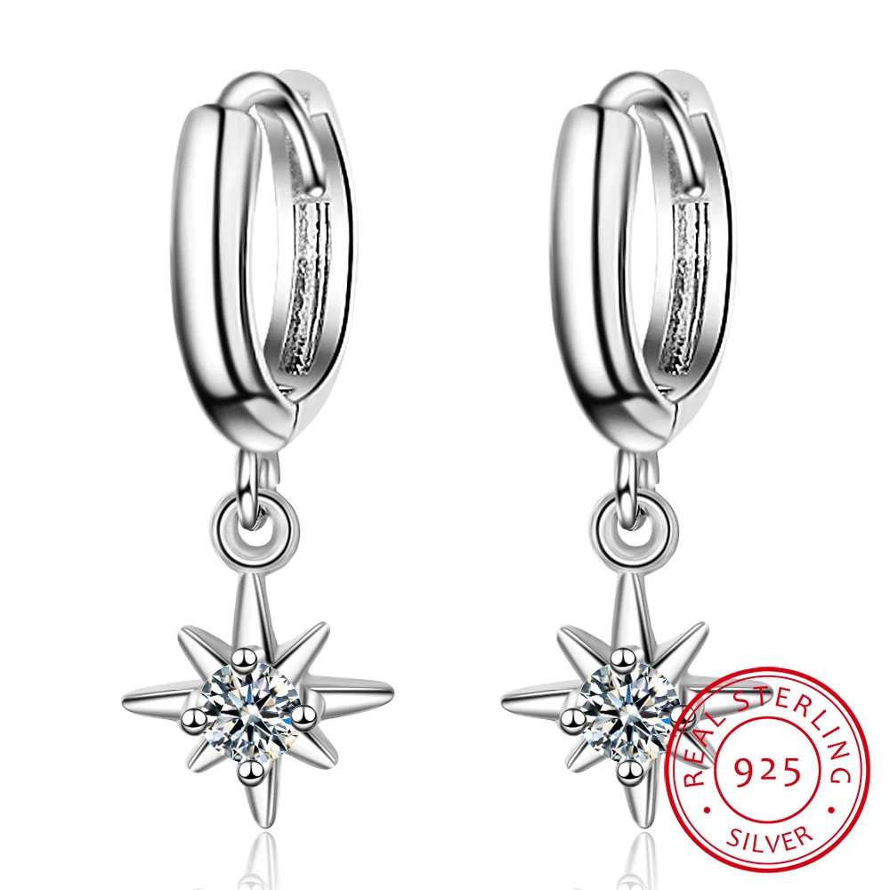 

New Fashion Star Shaped Pendant Earrings 925 Sterling Silver Charm Fine Jewelry Earrings For Women Accessories S-E967