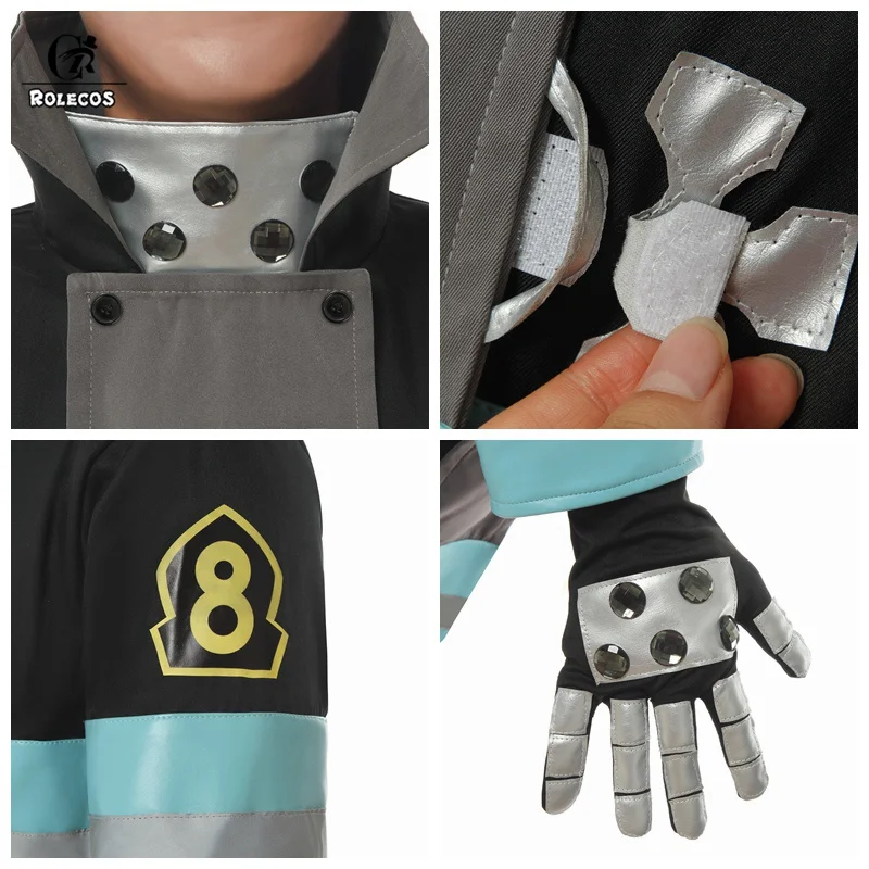 ROLECOS Fire Force Anime Cosplay Costume - Enen No Shouboutai Shinra Cosplay Hat - Tamaki Arthur Men's Firefighter Uniform image 5