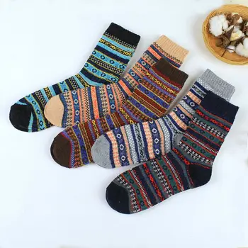

5 Pair Men Warm Winter National Thick Dot Business Male Wool Socks Casual Sock