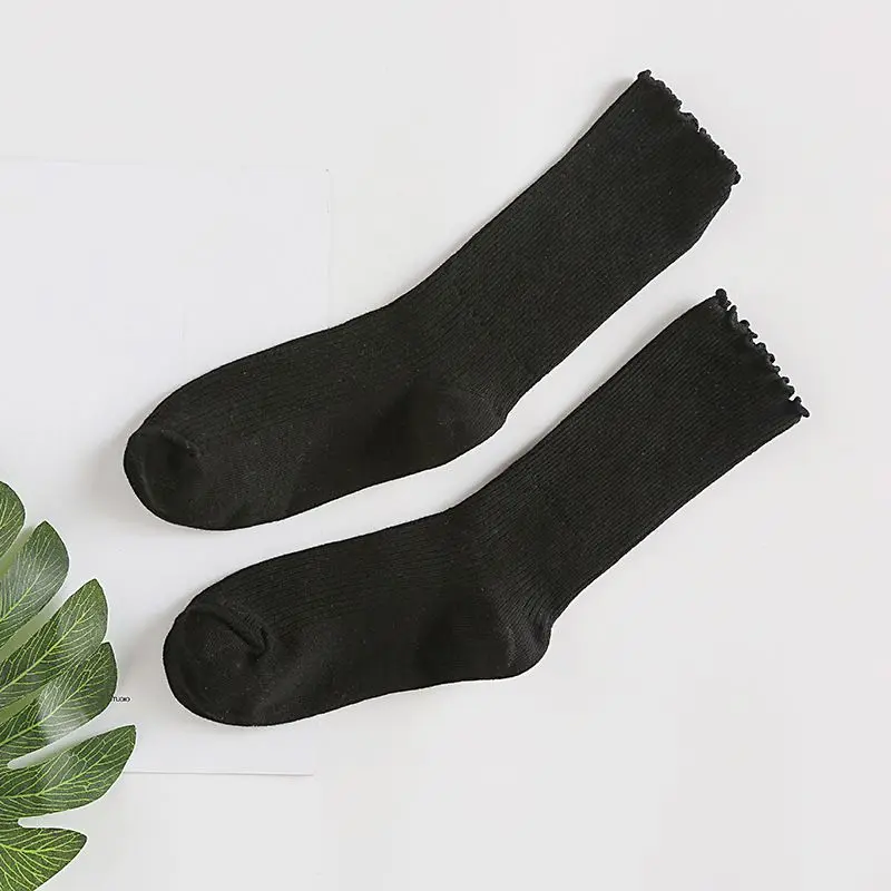 

Women Autumn Fashion Casual Concise All-match Solid Color Retro Booties Long Tube Socks Cotton Female Stockings Living Clothing