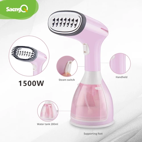 SaengQ-핸드헬드 의류 스티머 1500W 전기 가정용 패브릭 스팀 다리미 280ml, 휴대용 수직 빠른 가열 의류 다림질 2
