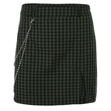 Женская юбка, осенняя, сексуальная, Tute Donna, клетчатая, повседневные, вечерние, Клубная, высокая талия, юбка с цепочкой, новая мода, Прямая поставка, O10