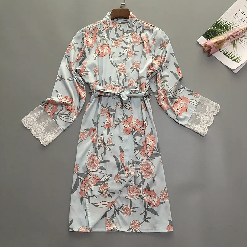 Лето Womens женский халат для спальни пижамы Дамская Домашняя одежда ночная рубашка соблазнительное кимоно банное платье пижамы