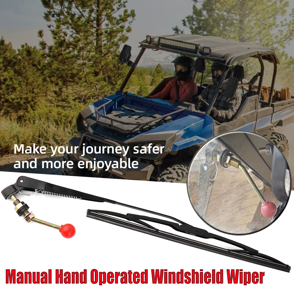 wiper cleaner UTV Manual Hand Operated Windshield Wiper Blade Universal Replacement Kit rear arm Metal+Plastic | Автомобили и