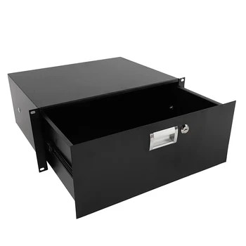 

19" 4U Steel Plate DJ Drawer Equipment Cabinet with Keys Black