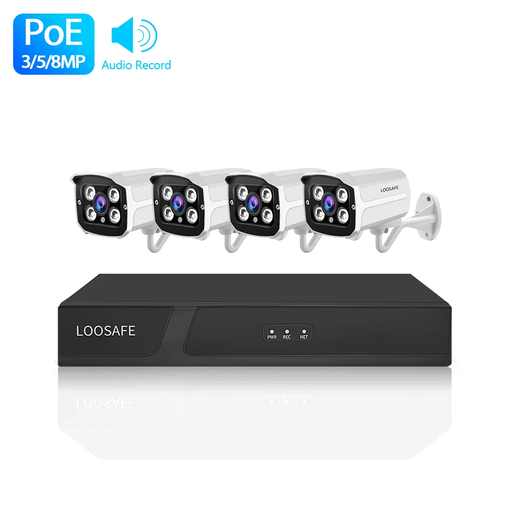 H.265 4CH 5MP POE IP CCTV система видеонаблюдения комплект наружная 1080p Водонепроницаемая