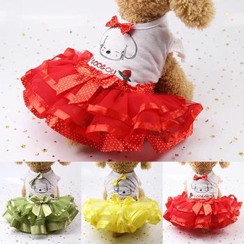 

Dog Lace Tullle Dress Pet Dog Clothes For Small Dog Party Birthday Wedding Bowknot Dress Puppy Costume Summer Pet Clothes