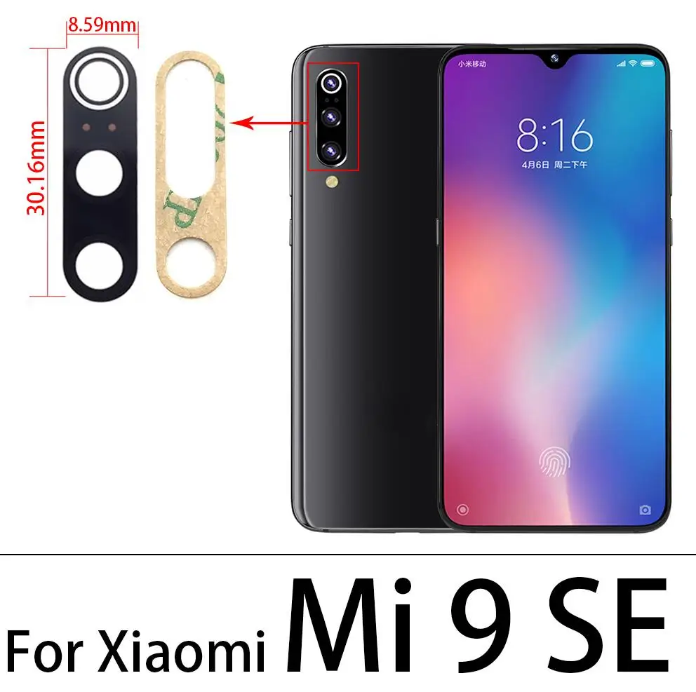 Soczewka aparatu tylnego osłona obiektywu z uchwytem na ramkę z naklejką części zamienne do Xiaomi Mi9 Mi 9 Se Mi 11 3 Soczewka aparatu tylnego osłona obiektywu z uchwytem na ramkę z naklejką części zamienne do Xiaomi Mi9 Mi 9 Se Mi 11 3