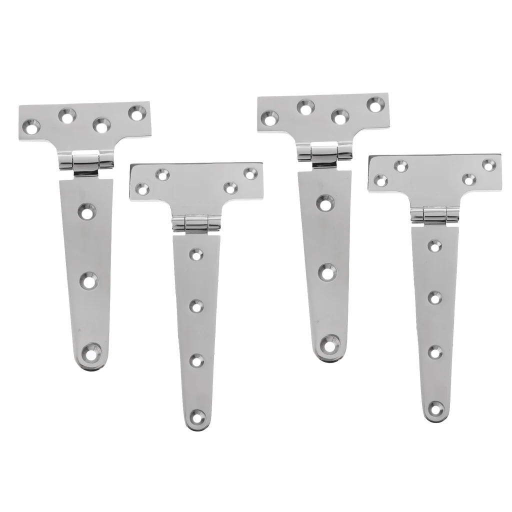 4x Door Barn Trailer Shed Gate Strap T Hinge Heavy Duty Marine Hardware - 316 Stainless Steel - 8 inch 203mm + 6 inch 152mm