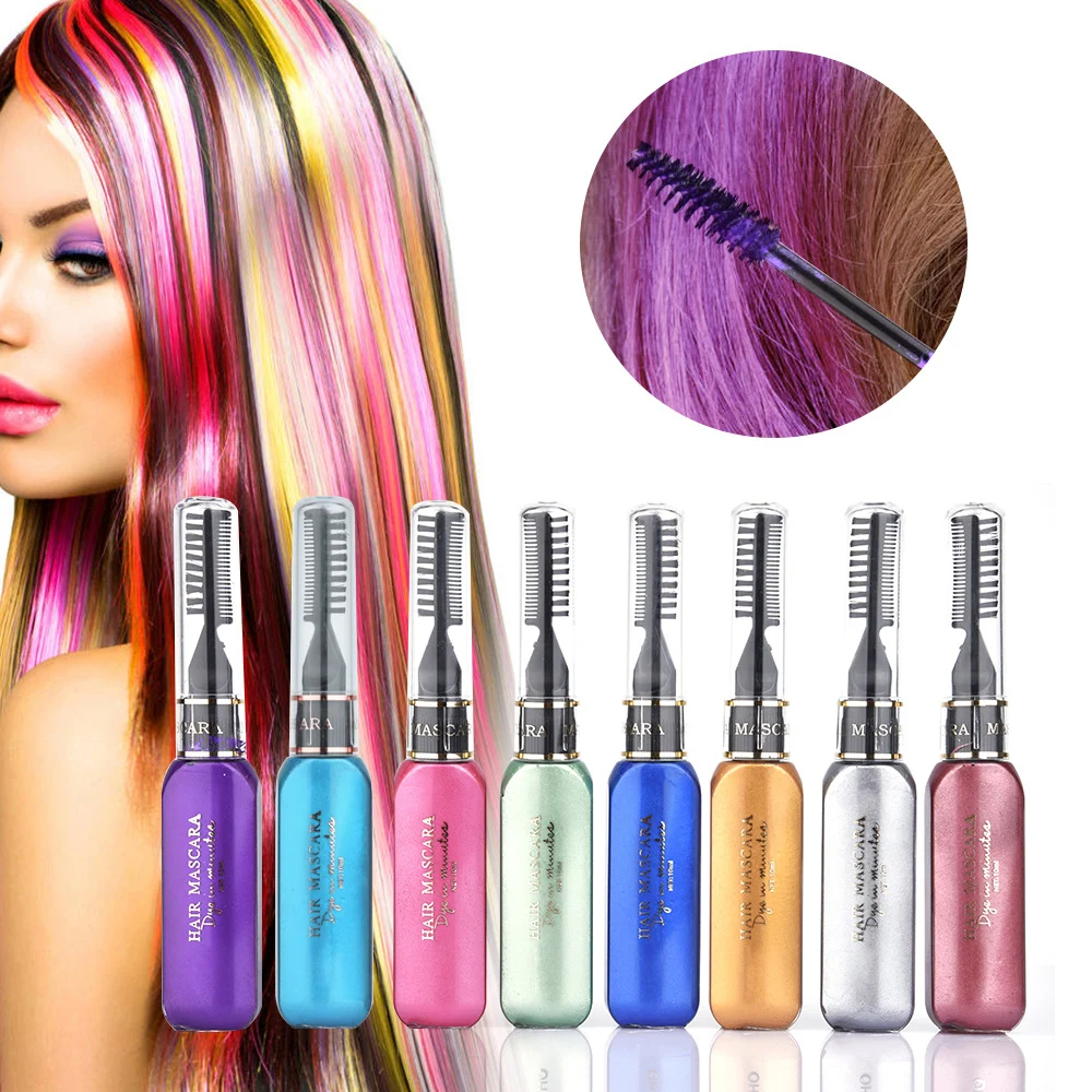 8 цветов/набор одноразовая крем-краска для волос, временная Нетоксичная тушь для волос DIY цвета, моющаяся одноразовая краска для волос, цветные карандаши для макияжа, вечерние