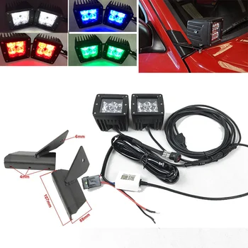 

1 Pair Car A-Pillar Windshield Mount LED Working Light Bar Bracket 5D RGB Led Work Light for Jeep Cherokee XJ