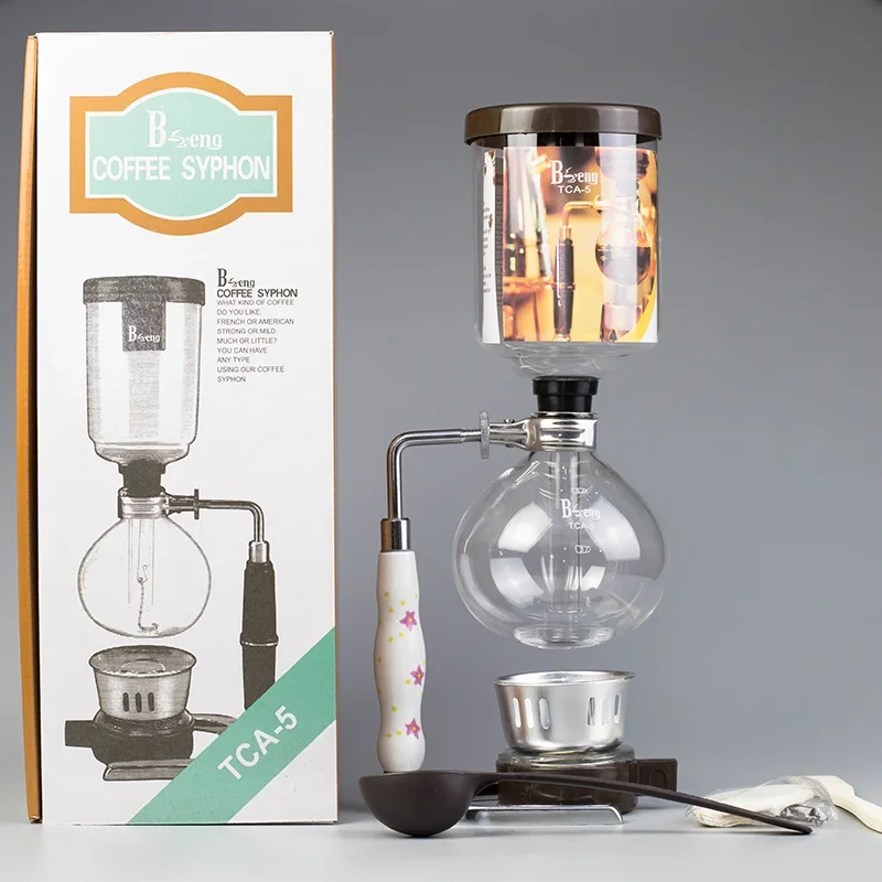 White Handle 500ml 300 мл 500 кофеварка с сифоном чай в японском стиле фильтр сифон заварник для чая кофе фильтр вакуумный стеклянный сифонная колба сифон для кофе машины - Цвет: White Handle 500ml