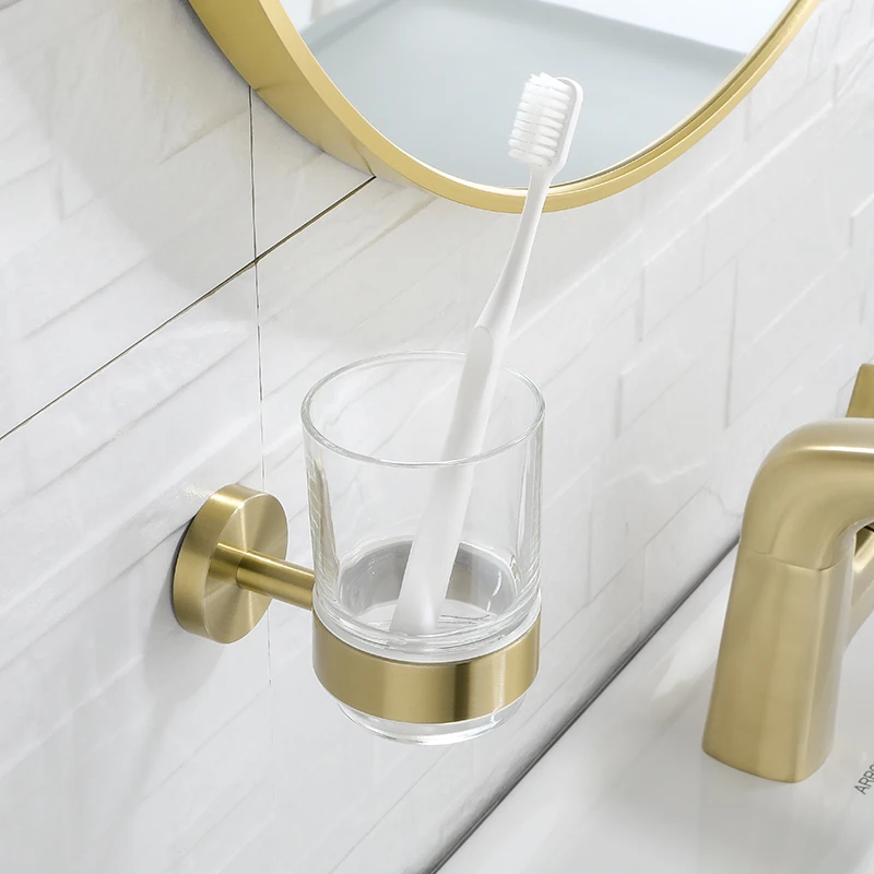 Toothbrush Holder Stainless Steel Toothbrush Tumbler&Cup Holder Wall Mount Bathroom Hardware Accessores